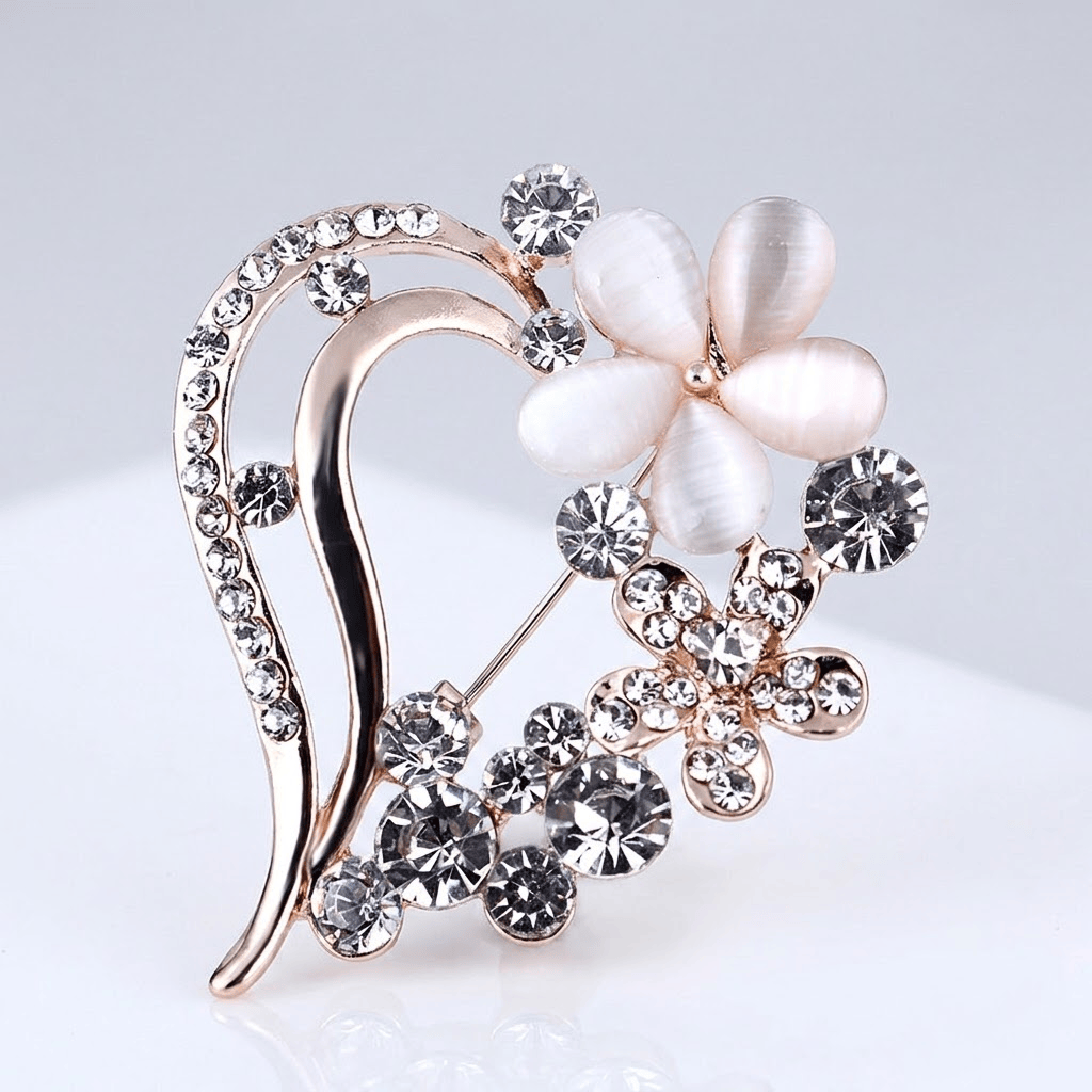 rose gold brooch for dress Clear Crystal Brooch Pendant Pin Rose Gold for Wedding Dress Party Gift 09739