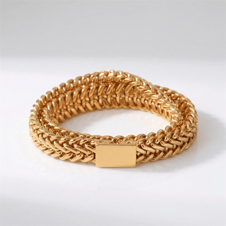 GOLD BRAIDED MESH BAND RING