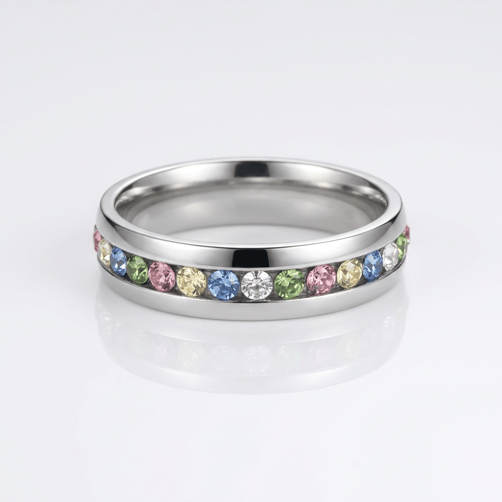 COLORFUL CRYSTAL ETERNITY BAND RING