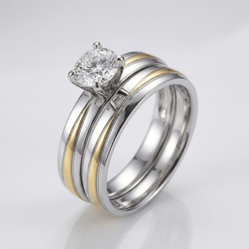 SILVER GOLD STRIPE DIAMOND RING – Susan Gloria Boutique