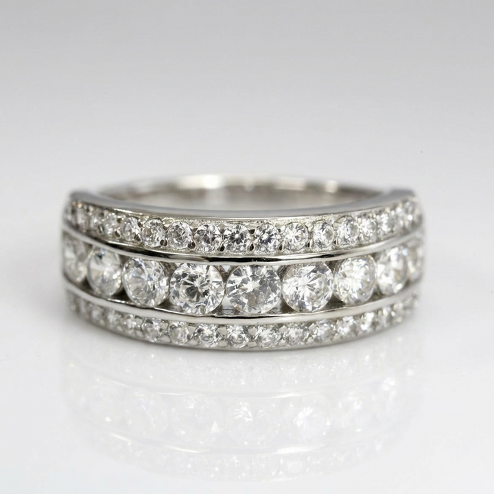 SILVER ZIRCONIA STACK RING
