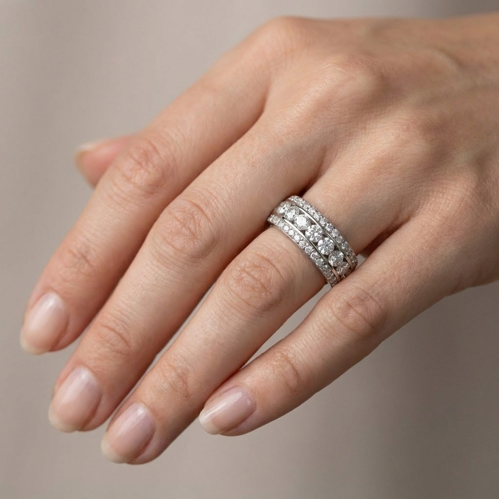 SILVER ZIRCONIA STACK RING