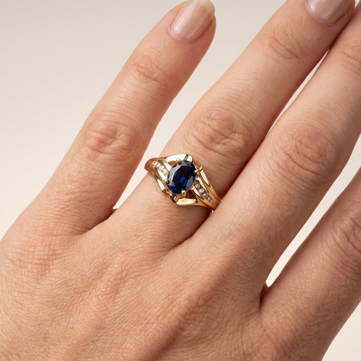 GOLD & BLUE MAJESTY RING