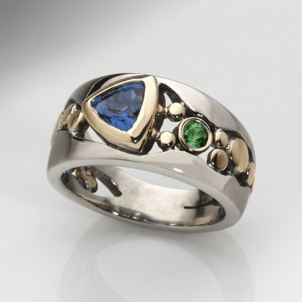 SAPPHIRE & ZIRCONIA TWO TONE RING