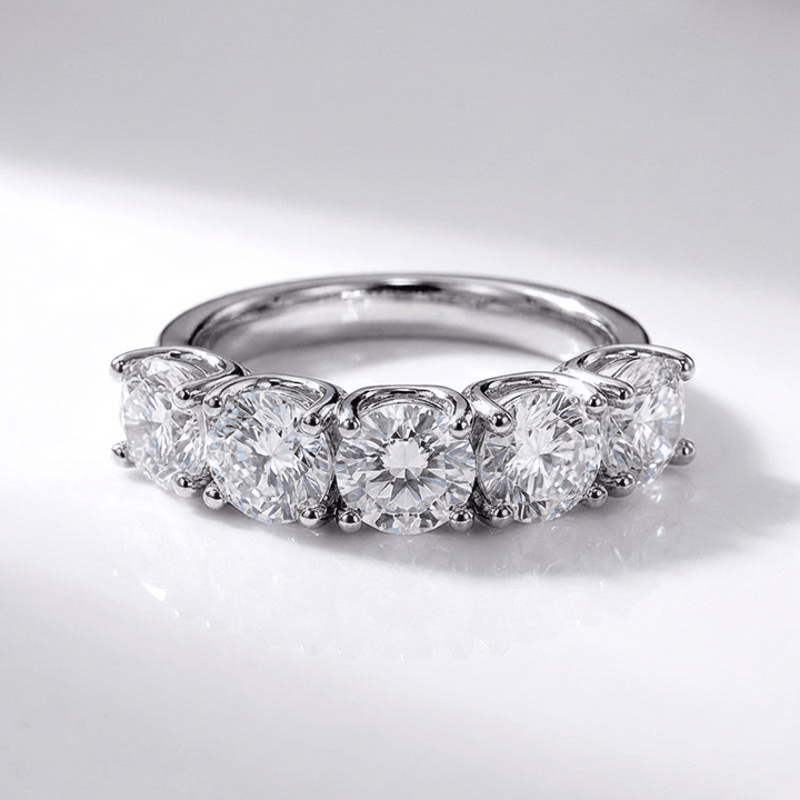 SILVER FIVE DIAMOND ROUND RING