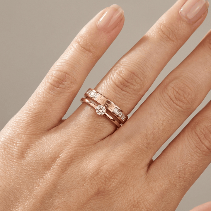 LOVE FOREVER ROSE GOLD DOUBLE BAND RING